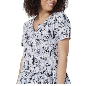 Logo by Lori Goldstein Knit Floral Print Short Sleeve Sadie Dress. Size XL